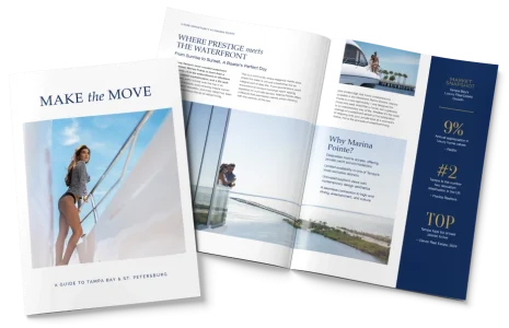 Open Tampa Bay lifestyle guide showing waterfront living and city imagery